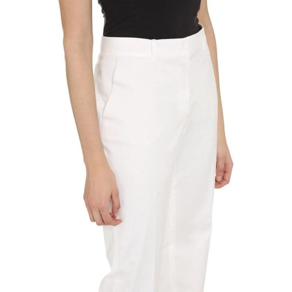 Max Mara Studio Armilla Cotton Gabardine Trousers White Size US 6 - Picture 2 of 11